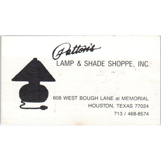 Patton's Lamp & Shade Shoppe Houston TX Vintage Business Card SD8-B3