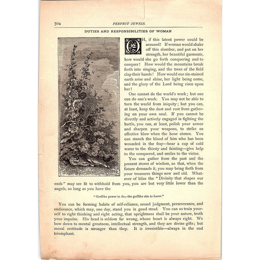 Duties and Responsibilities of Woman - Charles Sumner 2 Pages 1884 Poem TA5-CJ-6
