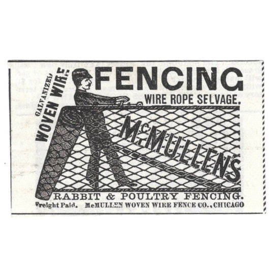 McMullens Woven Wire Fence Co Chicago c1890 Victorian Ad AE8-CH11