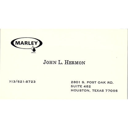 Marley John L Hermon Houston Texas Vintage Business Card SB4-B9