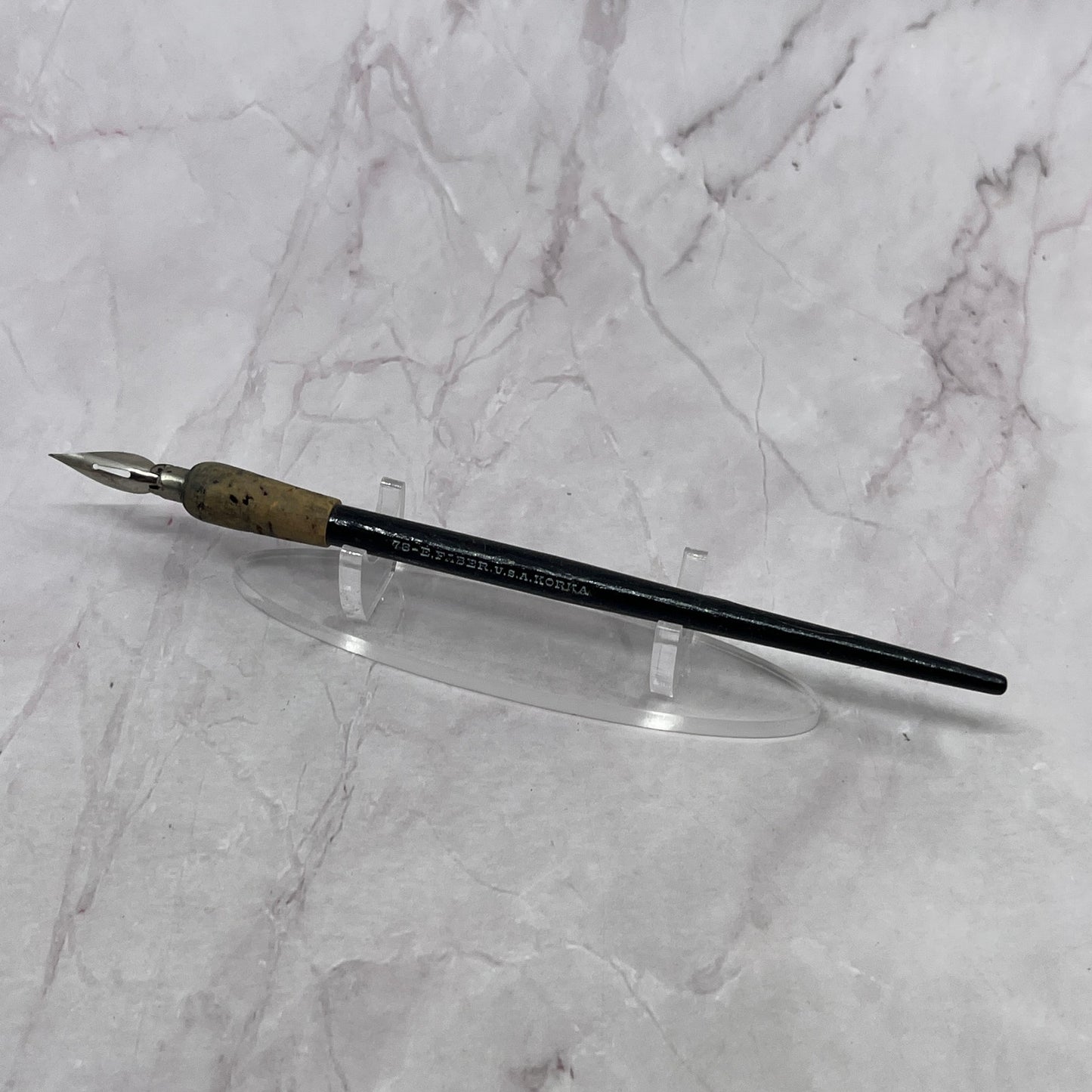 E. Faber 78 Black USA Korea Wood Vintage Fountain Dip Pen w/ Nib TC5-DP-8