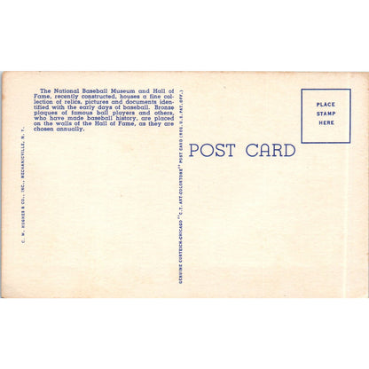 The National Baseball Hall of Fame Cooperstown NY Vintage Original Postcard PC9