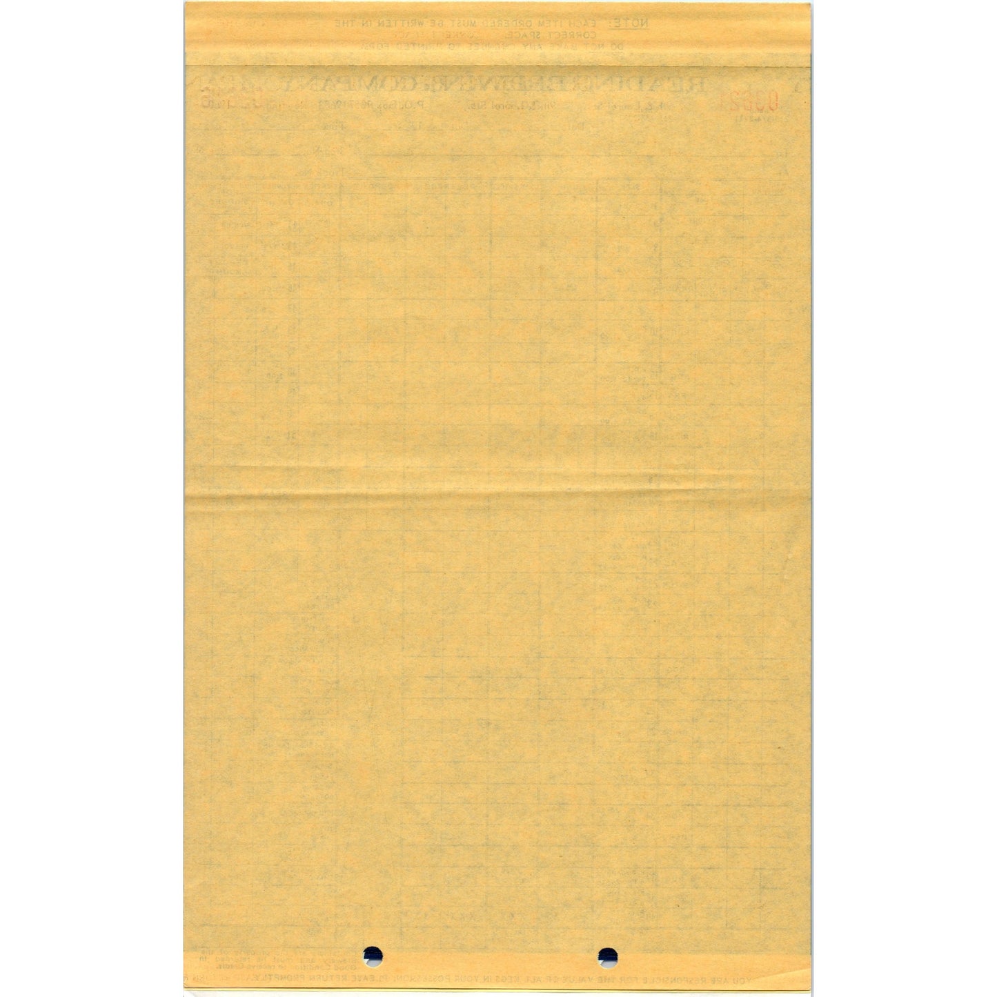 Vintage Reading Brewing Company Order Form Blank PA H4-5
