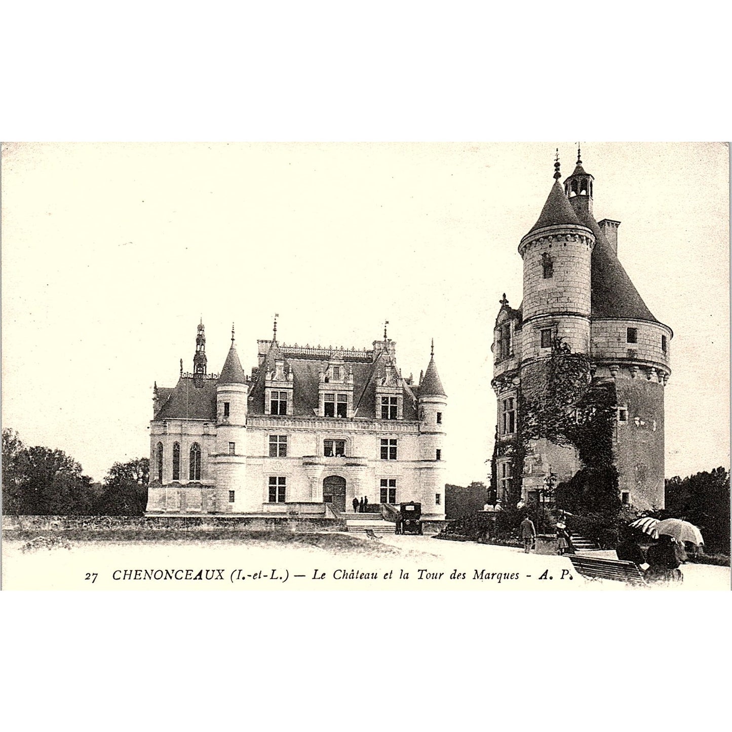 Chenonceaux Le Château Et La Tour Des Marques French Antique Postcard PE11