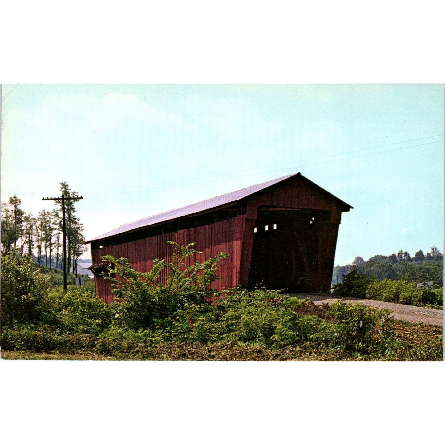 Athens County #1 Sunday Creek Glouster Ohio Covered Bridge Postcard PC1