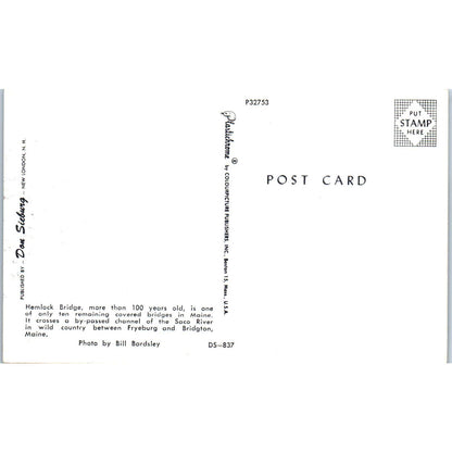 Hemlock Bridge Fryeburg Bridgton Maine Covered Bridge Postcard PC5