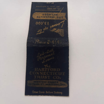 The Hartford Connecticut Trust Co Pearl St. Vintage Matchbook Cover TB8-MB-3