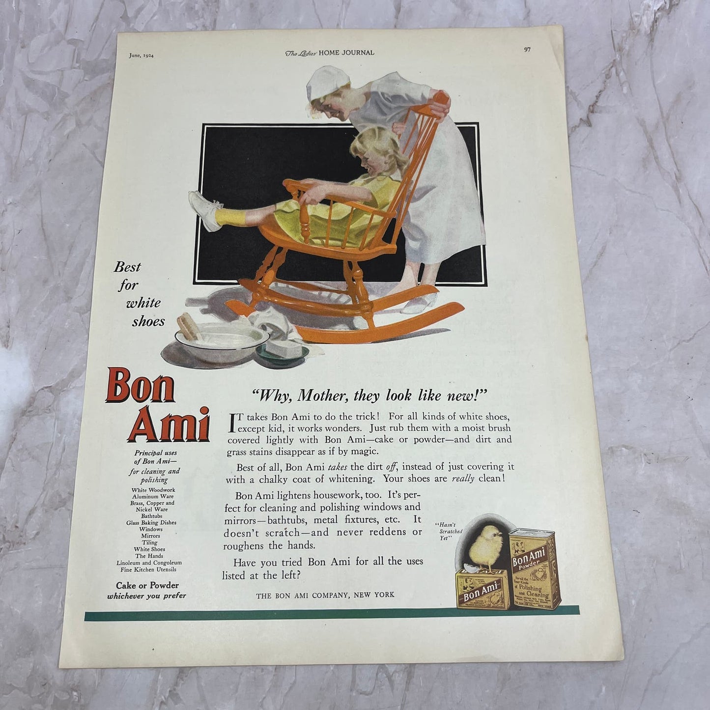 Bon Ami Cleaning Powder New York 1924 Magazine Ad FL6-11