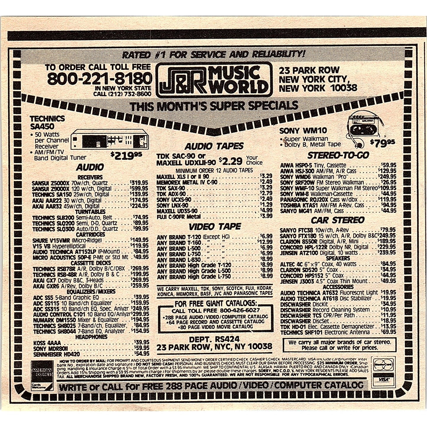 J&R Music World New York City NY 1984 Ad AF8-H1