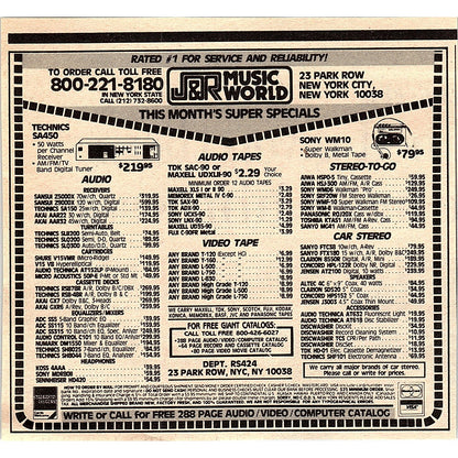 J&R Music World New York City NY 1984 Ad AF8-H1