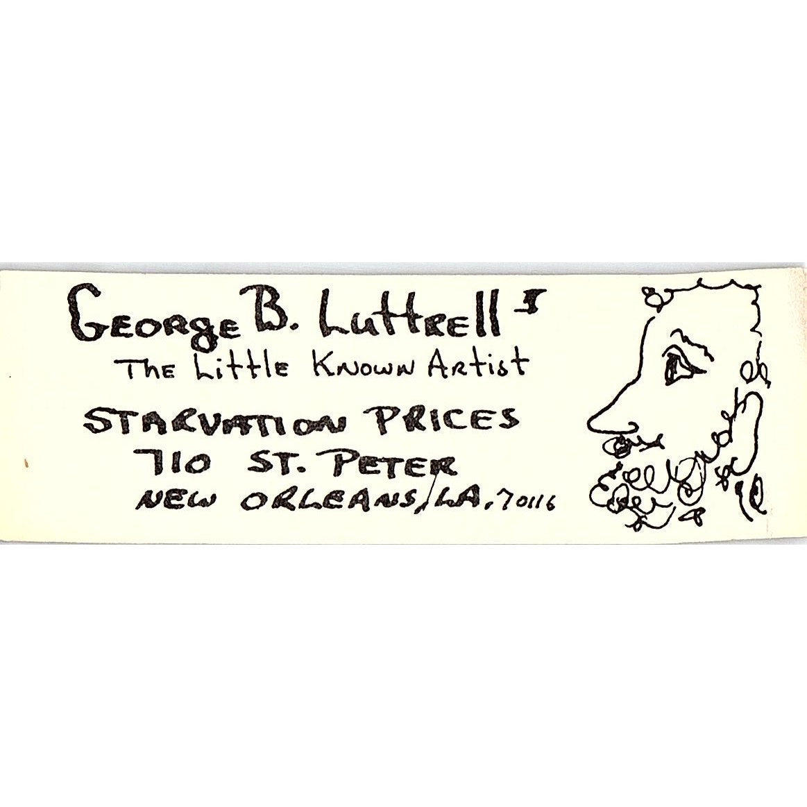 George B Luttrell Artist New Orleans LA Vintage Business Card SE3-B11