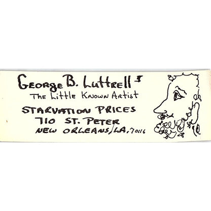 George B Luttrell Artist New Orleans LA Vintage Business Card SE3-B11