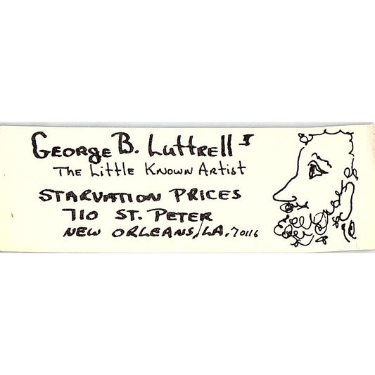 George B Luttrell Artist New Orleans LA Vintage Business Card SE3-B11