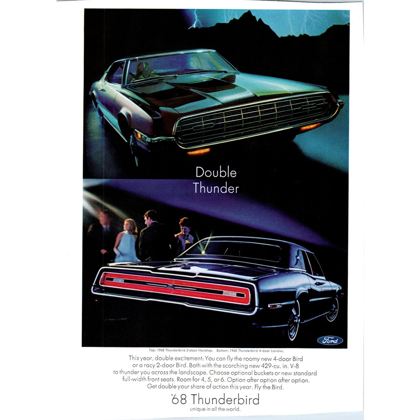 1968 Ford Thunderbird Double Thunder Automobile Car - Vintage Magazine Ad D20