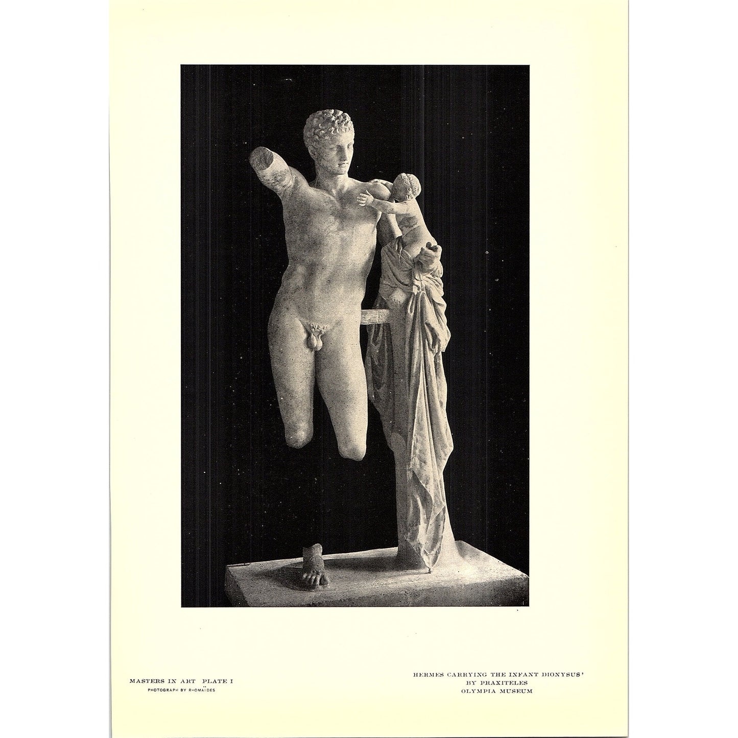 Hermes Carrying the Infant Dionysus - Praxiteles - 1902 Litho Art Print AF4-9