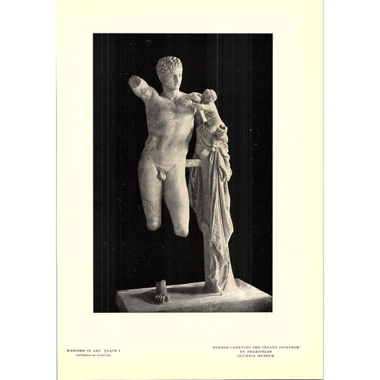 Hermes Carrying the Infant Dionysus - Praxiteles - 1902 Litho Art Print AF4-9
