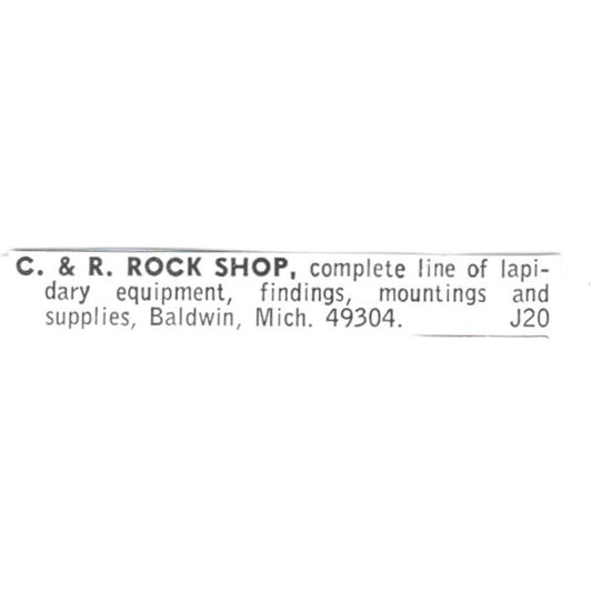C&R Rock Shop Baldwin Michigan 1972 Ad AF8-S13