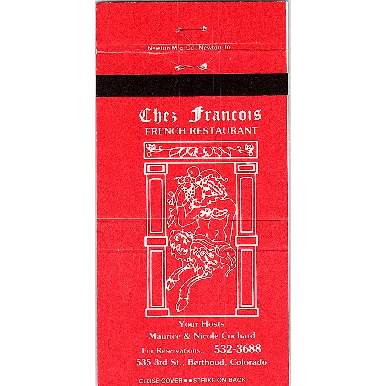 The Francois French Restaurant Berthoud CO Vintage Matchbook TB6-MB2-8