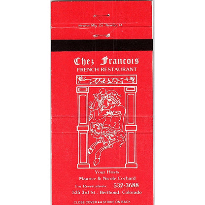 The Francois French Restaurant Berthoud CO Vintage Matchbook TB6-MB2-8