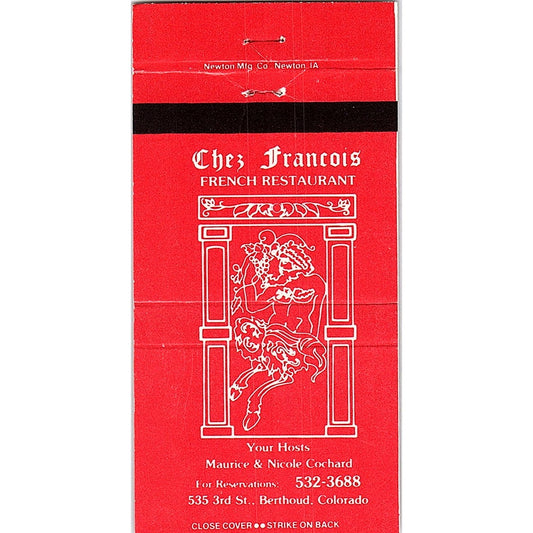 The Francois French Restaurant Berthoud CO Vintage Matchbook TB6-MB2-8