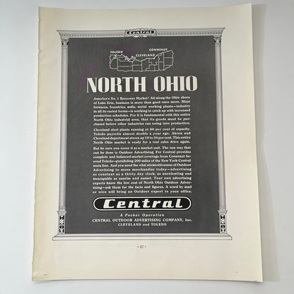 Central Outdoor Advertising Company Inc North Ohio Cleveland Toledo 1935 Ad V1-5