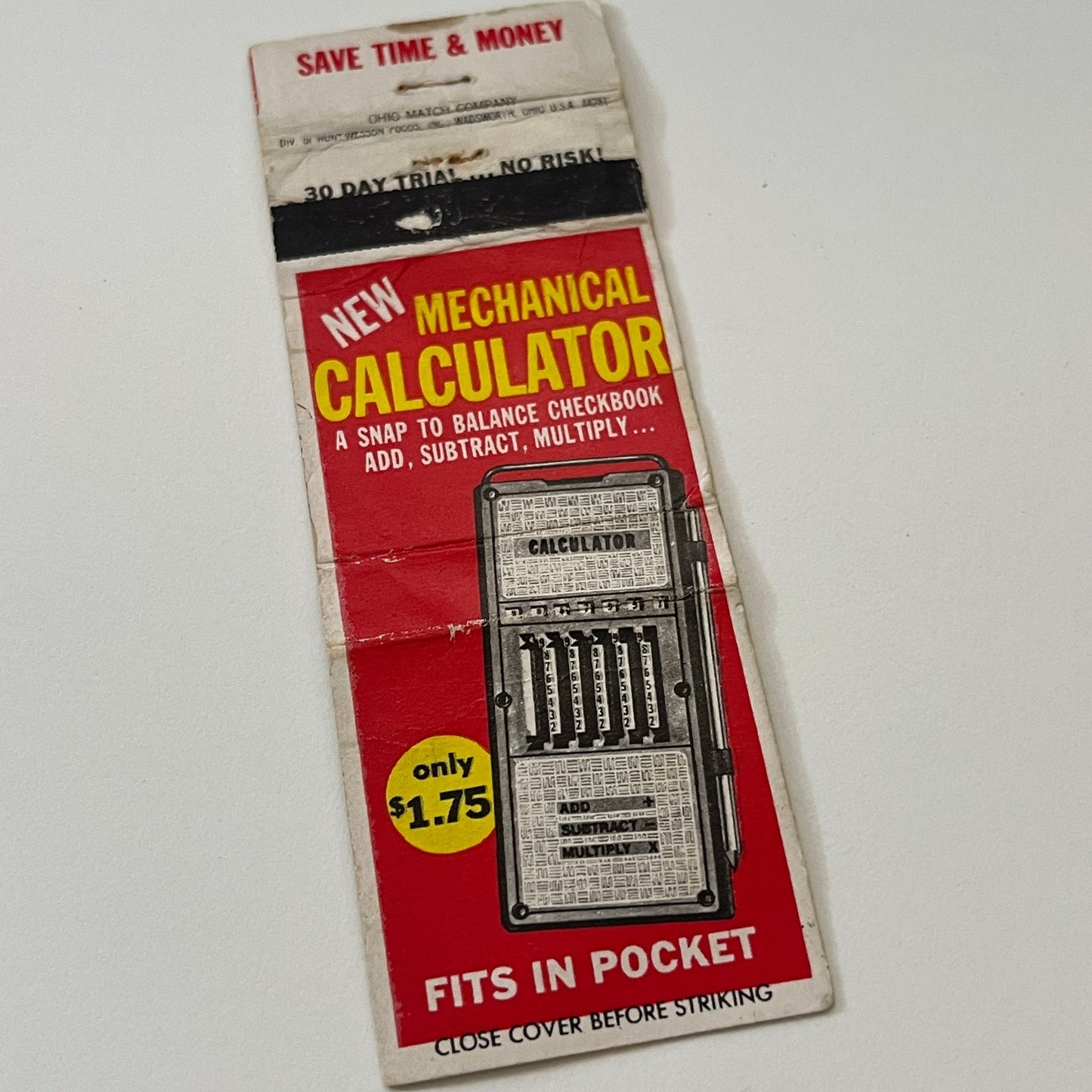 New Mechanical Calculator Pat Harris Rutherford NJ Matchbook Cover TB6-MB2-1
