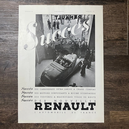 1935 Des Nouvelles Renault L'Automobile De France Vintage Magazine Ad 11x14 V9