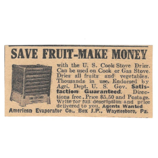 American Evaporator Co US Cook Stove Drier Waynesboro PA 1922 Magazine Ad AF2-T7