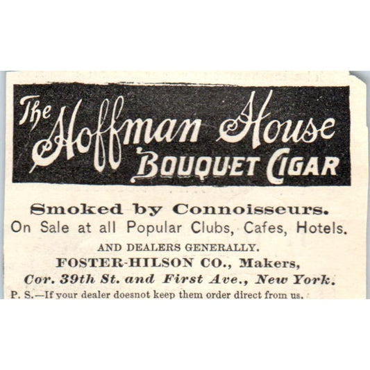 Hoffman House Bouquet Cigar Foster-Hilson Co NY 1893 Judge Magazine Ad AB9-J