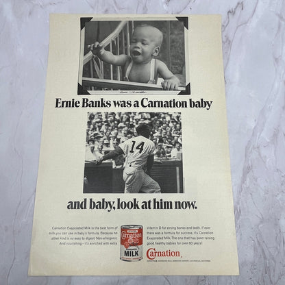 Ernie Banks MLB Carnation Evaporated Milk Vintage 9.5x12 Ad V14-5