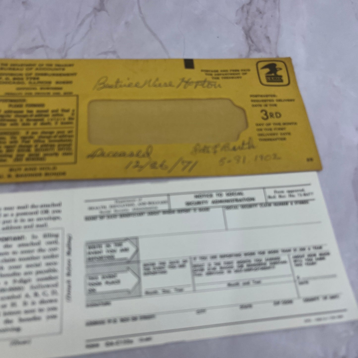 1971 Beatrice Wiese Hopton Social Security Admin Death Event Notice TH2-MI1