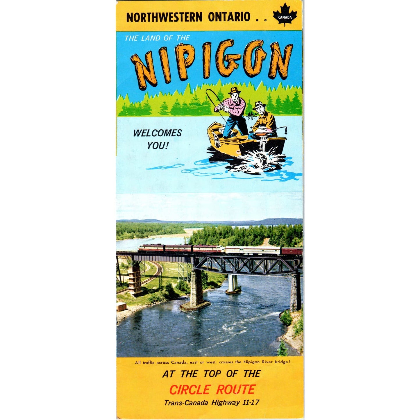 c1960 Nipigon Ontario Canada Travel Brochure Fold Out AE2