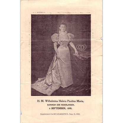 1989 H.M. Wilhelmina Helena Paulina Maria Netherlands Leaflet AE9-X2