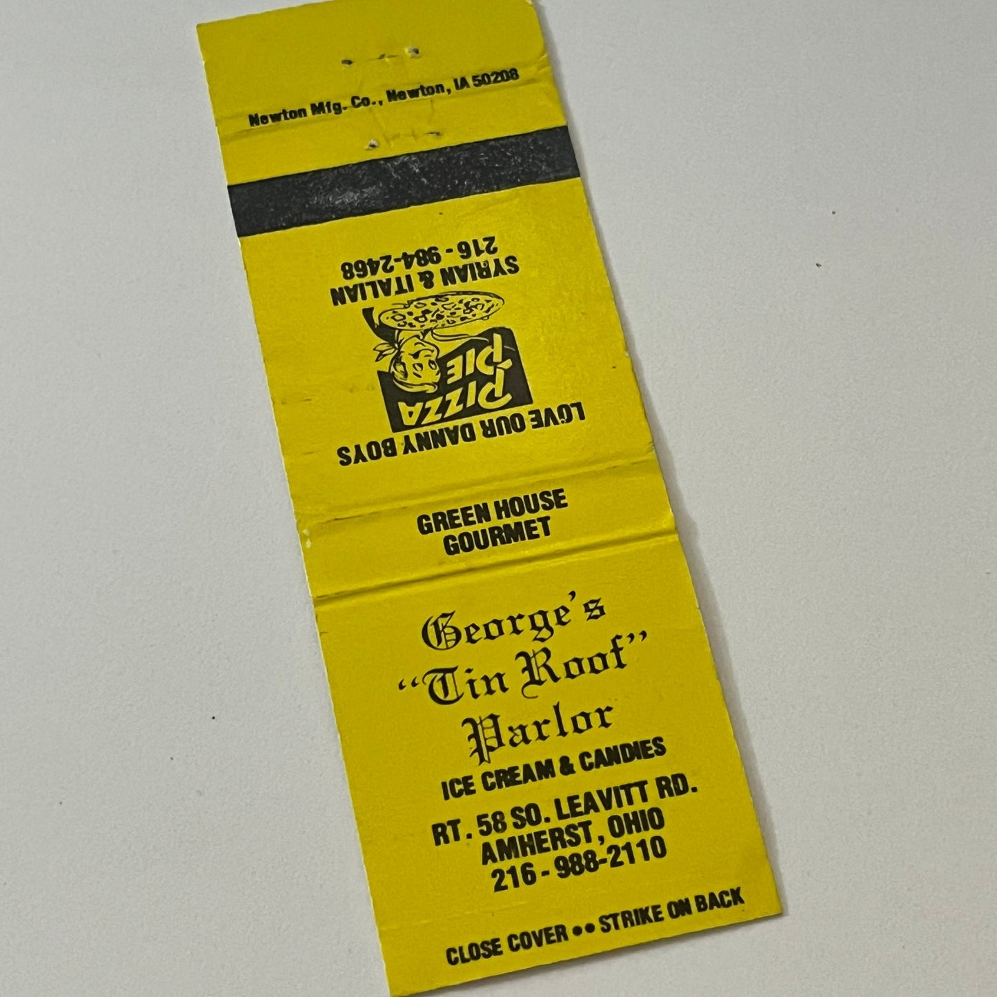 George's Tin Roof Parlor Amherst Ohio Vintage Matchbook Cover TB6-MB2-6