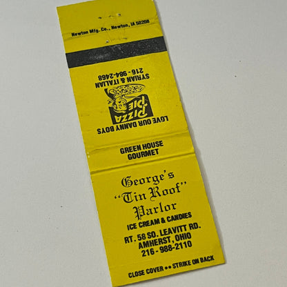 George's Tin Roof Parlor Amherst Ohio Vintage Matchbook Cover TB6-MB2-6