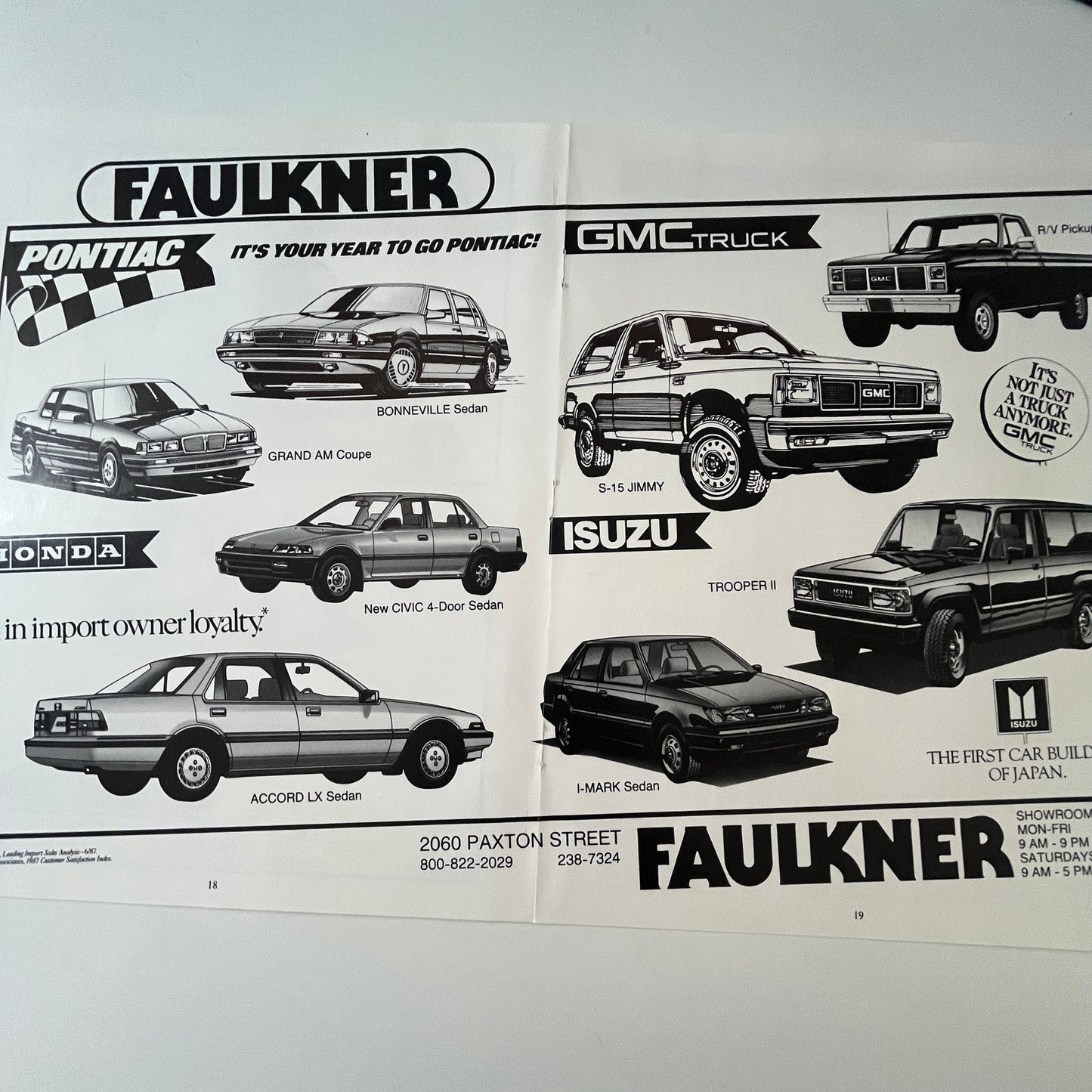 Faulkner Auto Sales 2060 Paxton Street Harrisburg PA Centerfold 1988 Ad AG8-3