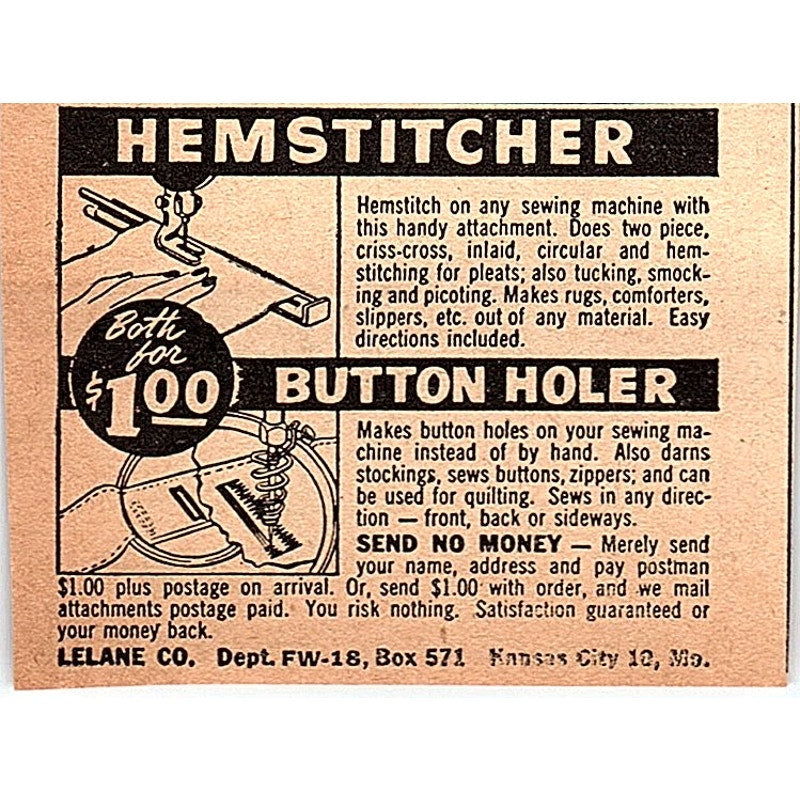 Hemstitcher, Buttonholer - Lelane Co Kansas City MO 1948 Ad AF8-S2