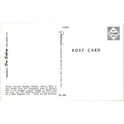 Morse Covered Bridge Bangor Maine Covered Bridge Postcard PB11