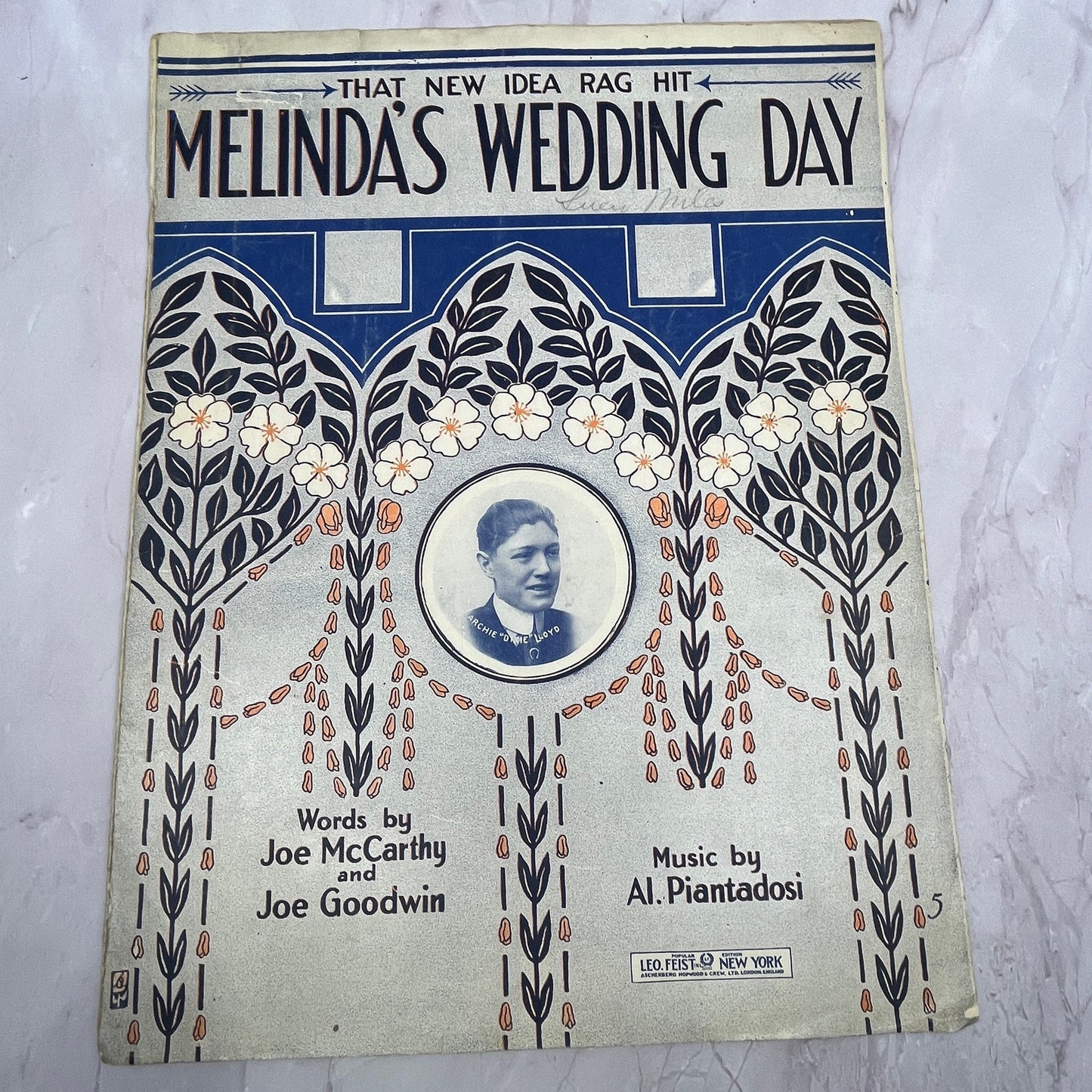 Melinda's Wedding Day Ragtime Joe McCarthy Al Piantadosi 1908 Sheet Music V15