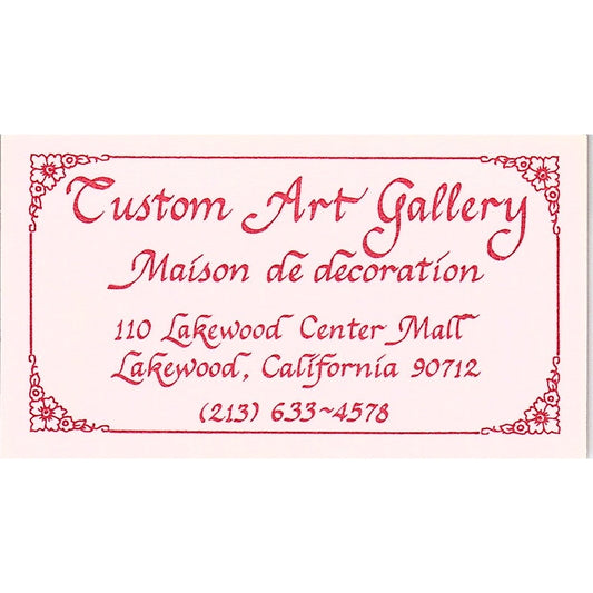 Custom Art Gallery Maison De Decoration Lakewood CA Vintage Business Card SD9-B4