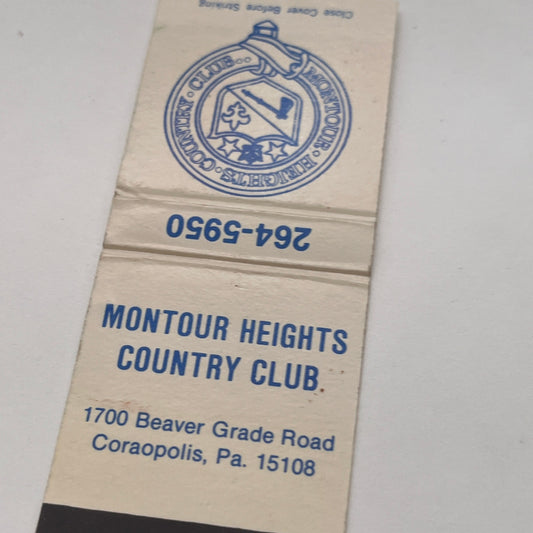 Montour Heights Country Club Coraopolis PA Vintage Matchbook Cover TB8-MB2-2