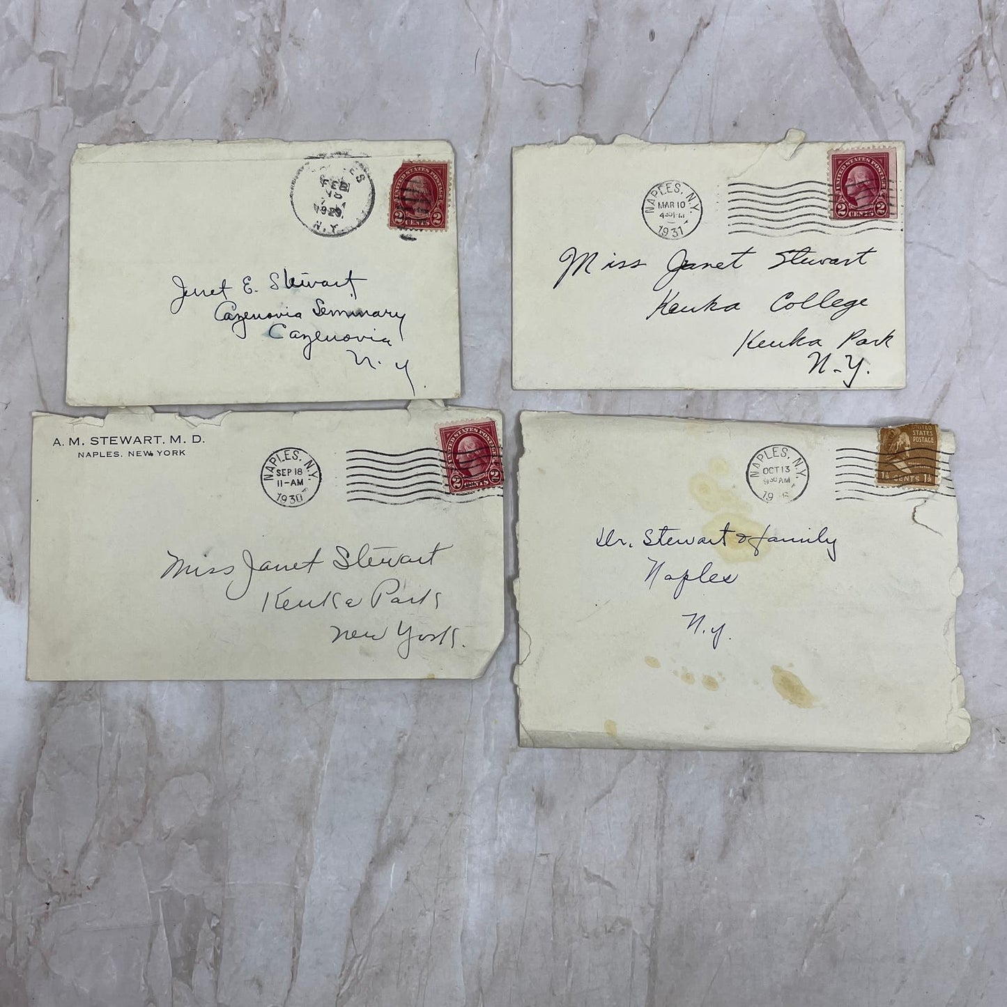 c1930 A.M. & Janet E. Stewart Keuke Parks Set of Postal Cover Envelopes TG9-PC-9
