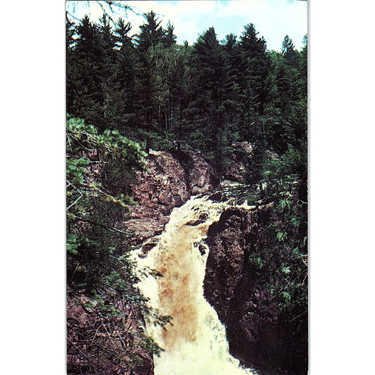 1952 Brownstone Falls Copper Falls State Park Mellen WI Vintage Postcard PE15