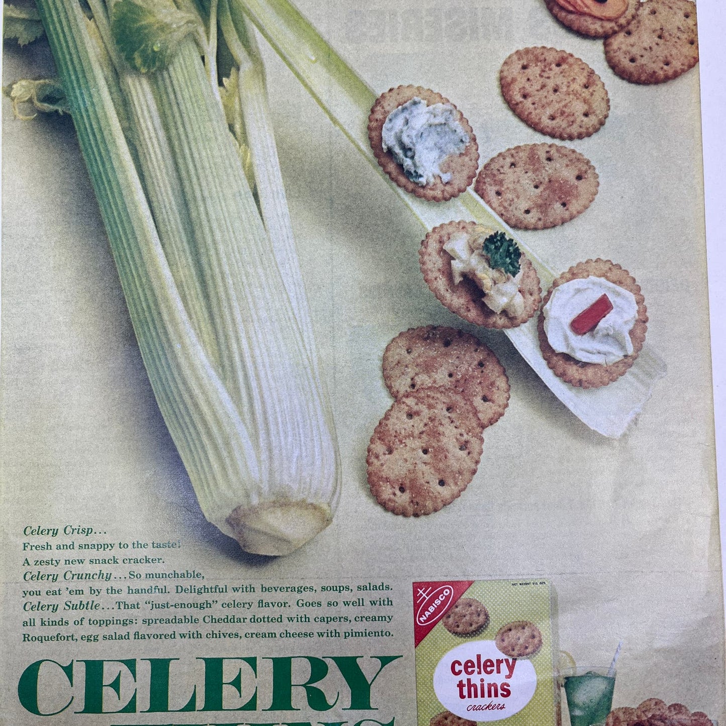 Nabisco Celery Thins Crackers 10x13 Magazine Advertisement FL6-7