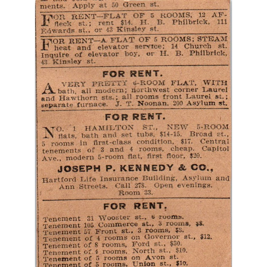 Professor Stewart Hair Loss Treatment Hartford 1901 Newspaper Ad AD8-HS2