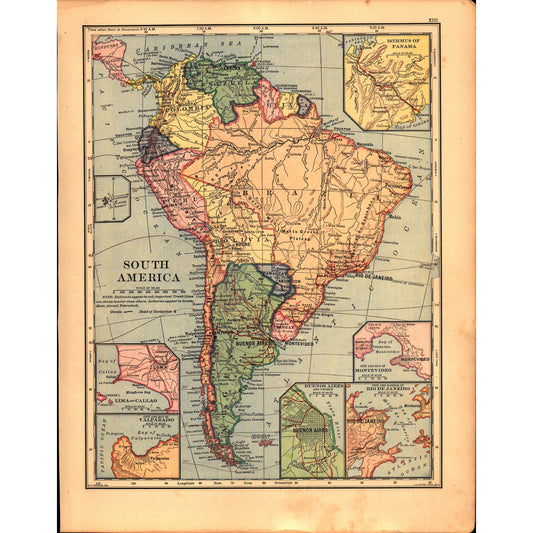 South America & Europe Double Sided 1901 Map V14-1
