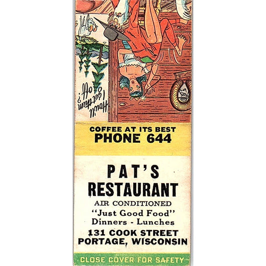 Pat's Restaurant Portage WI WI Vintage Matchbook Cover SF3-Y1