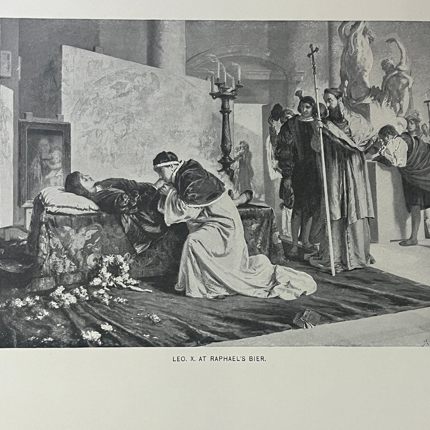 Leo. X. at Raphael's Bier Engraving Michis Pinxit Vintage Art Print 9x12 V6