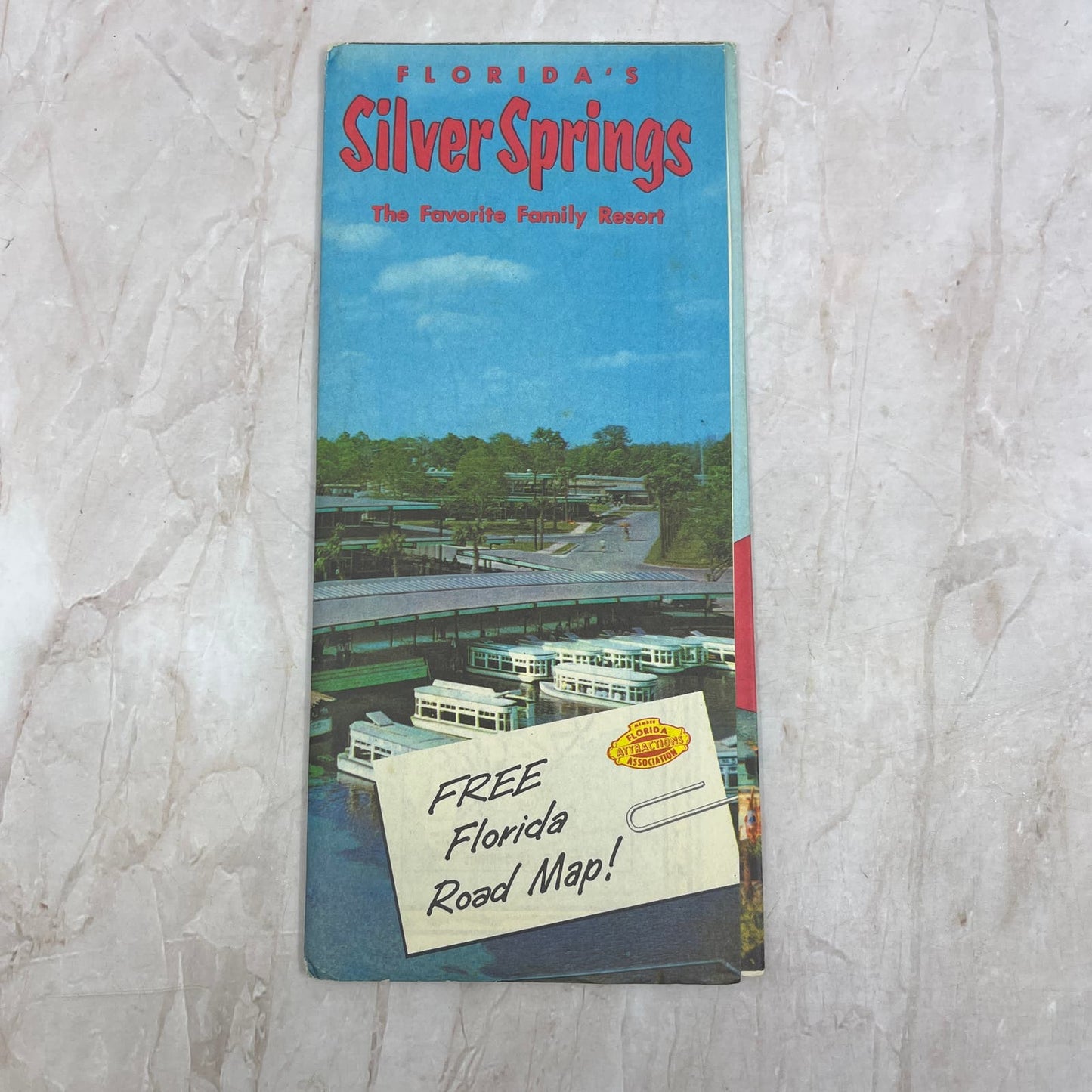 1957 Silver Springs Florida Travel Guide Fold Out Road Map TG8-Z