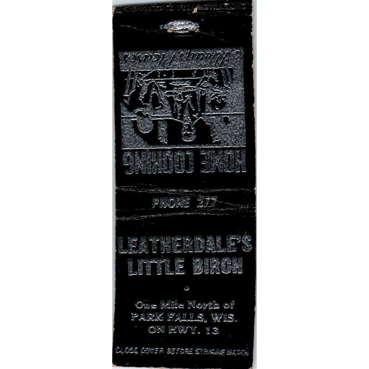 Leatherdale's Little Birch Restaurant Park Falls Vintage Matchbook Cover SF4-Y3